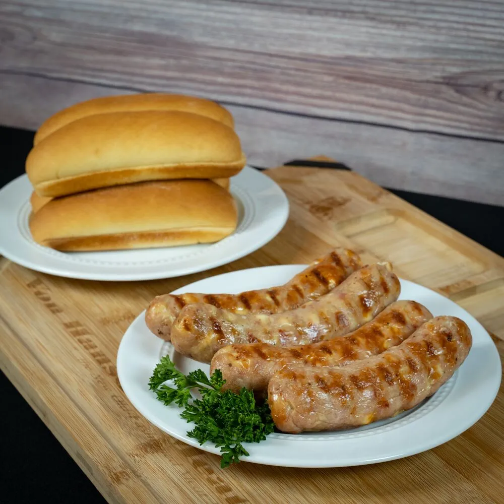 Chicken Bacon Swiss Brats